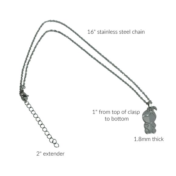 Stainless Steel Necklace Girl w/Pony Tail - Picture 3 of 4